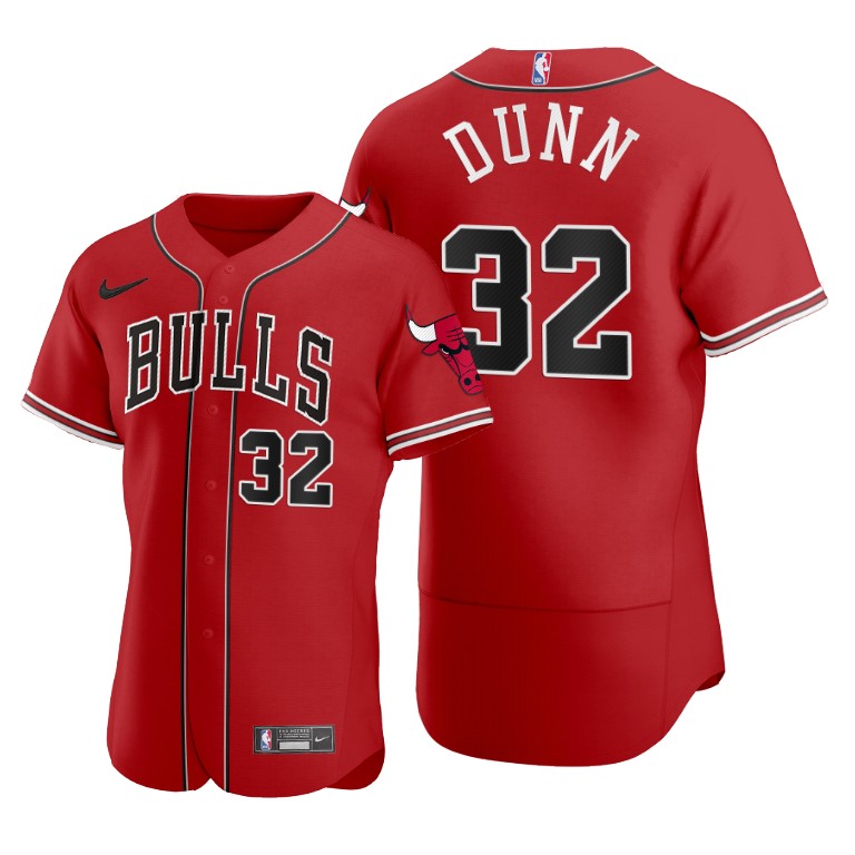 Men's Chicago Bulls #32 Kris Dunn Red 2020 NBA X MLB Crossover Edition Stitched Jersey