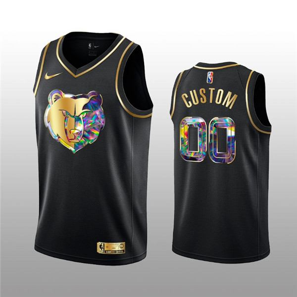 Men's Memphis Grizzlies Active Player Custom 2021/22 Black Golden Edition 75th Anniversary Diamond Logo Stitched Basketball Jersey