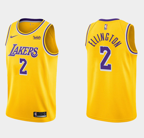 Men's Los Angeles Lakers #2 Wayne Ellington Yellow Stitched NBA Jersey