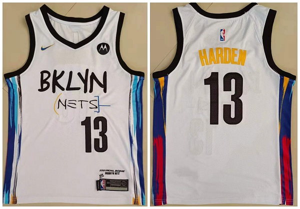Men's Brooklyn Nets #13 James Harden White Stitched NBA Jersey