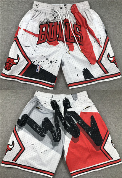 Men's Chicago Bulls White/Red Shorts (Run Small) 001
