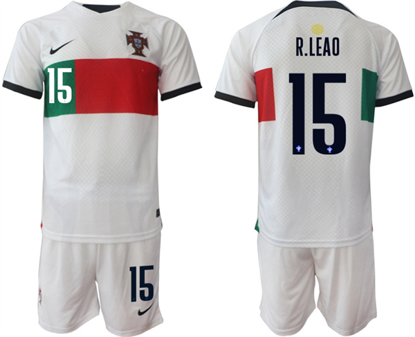 Men's Portugal #15 R.leao White Away Soccer Jersey Suit