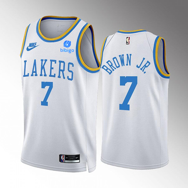 Men's Los Angeles Lakers #7 Troy Brown Jr. 2022-23 White Classic Edition Stitched Basketball Jersey