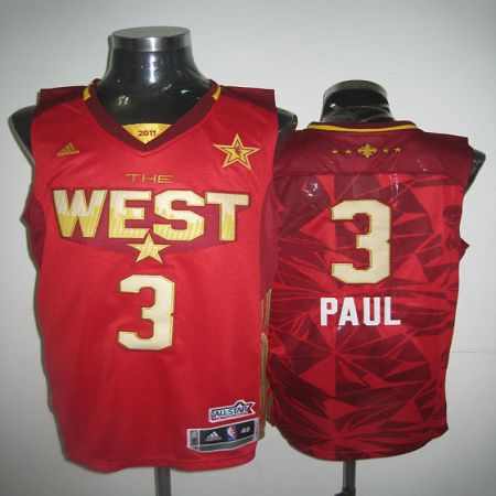 2011 All Star Hornets #3 Chris Paul Red Stitched NBA Jersey