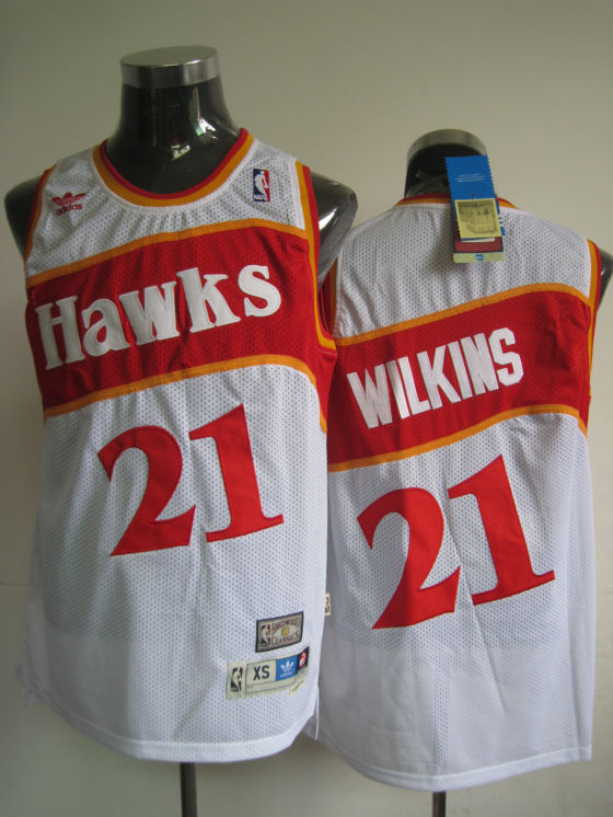 Hawks #21 Dominique Wilkins White Stitched Throwback NBA Jersey