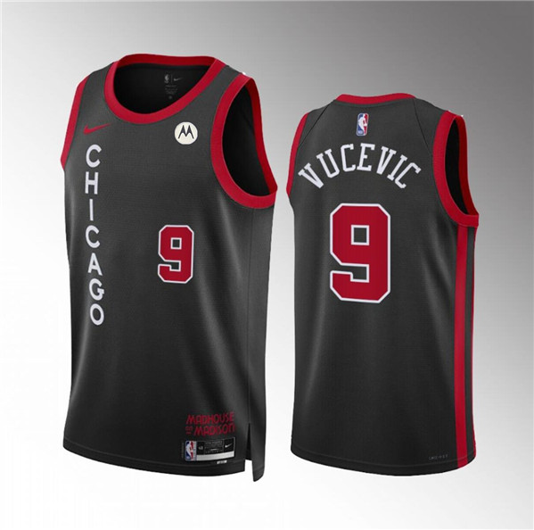 Men's Chicago Bulls #9 Nikola Vucevic Black 2023/24 City Edition Stitched Basketball Jersey