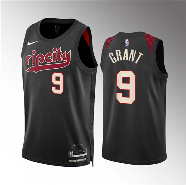 Men's Portland Trail Blazers #9 Jerami Grant Black 2023/24 City Edition Stitched Basketball Jersey