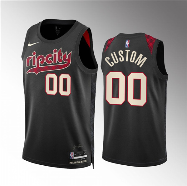 Men's Portland Trail Blazers Active Player Custom Black 2023/24 City Edition Stitched Basketball Jersey