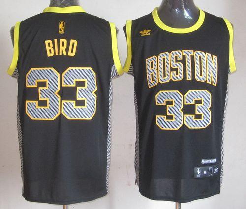 Celtics #33 Larry Bird Black Electricity Fashion Stitched NBA Jersey