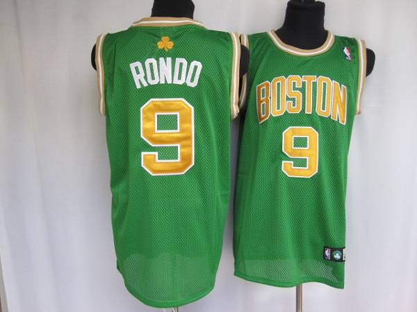 Celtics #9 Rajon Rondo Stitched Green Gold number NBA Jersey