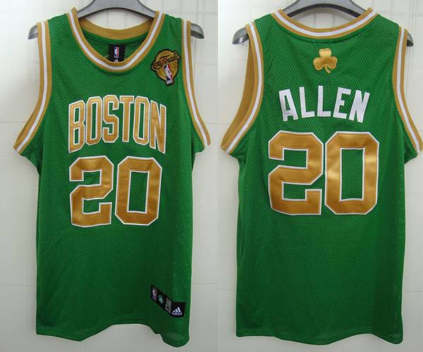 Celtics #20 Ray Allen Stitched Green Gold Number Final Patch NBA Jersey