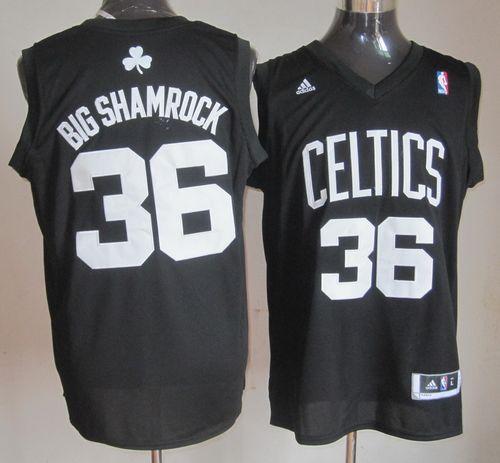 Celtics #36 Shaquille O'Neal Black Big Shamrock Stitched NBA Jersey