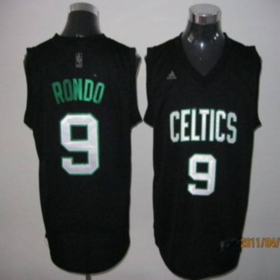 Celtics #9 Rajon Rondo Black With Green Name Stitched NBA Jersey