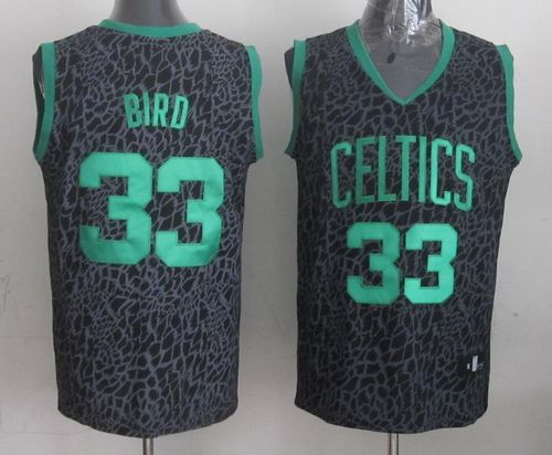 Celtics #33 Larry Bird Black Crazy Light Stitched NBA Jersey