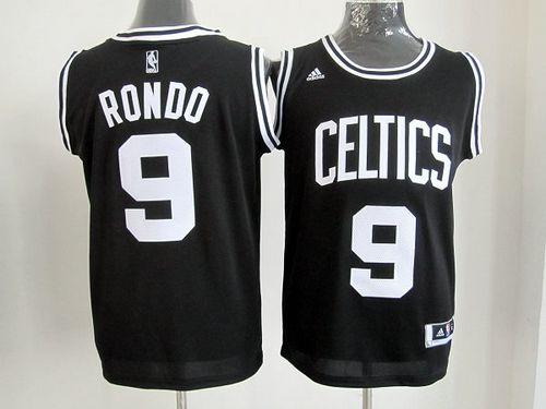 Celtics #9 Rajon Rondo Black/White Number Stitched NBA Jersey
