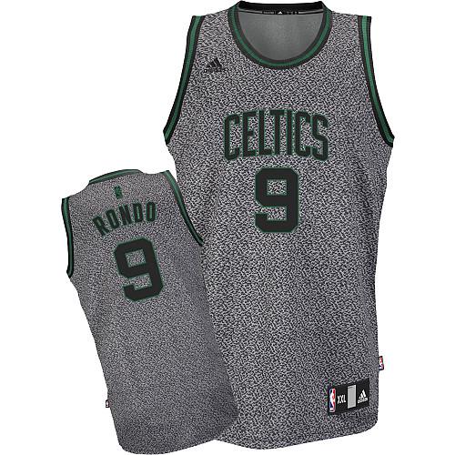 Celtics #9 Rajon Rondo Grey Static Fashion Embroidered NBA Jersey