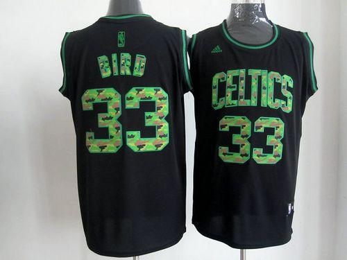 Celtics #33 Larry Bird Black Camo Fashion Embroidered NBA Jersey