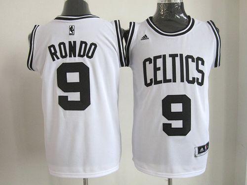 Celtics #9 Rajon Rondo White(Black No.) Stitched NBA Jersey