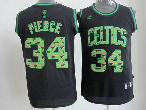 Celtics #34 Paul Pierce Black Camo Fashion Embroidered NBA Jersey