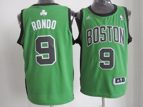 Celtics #9 Rajon Rondo Green(Black No.) Alternate Revolution 30 Stitched NBA Jersey
