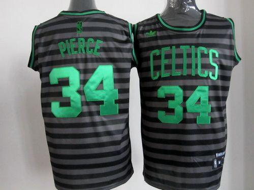 Celtics #34 Paul Pierce Black/Grey Groove Embroidered NBA Jersey