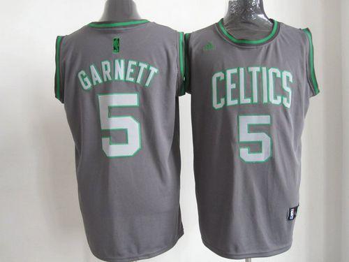 Celtics #5 Kevin Garnett Grey Graystone Fashion Embroidered NBA Jersey