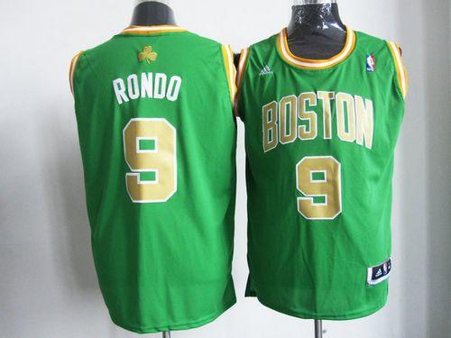 Celtics #9 Rajon Rondo Green(Gold NO.) Revolution 30 Stitched NBA Jersey