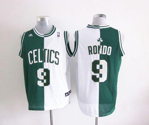 Celtics #9 Rajon Rondo Green/White Split Fashion Embroidered NBA Jersey