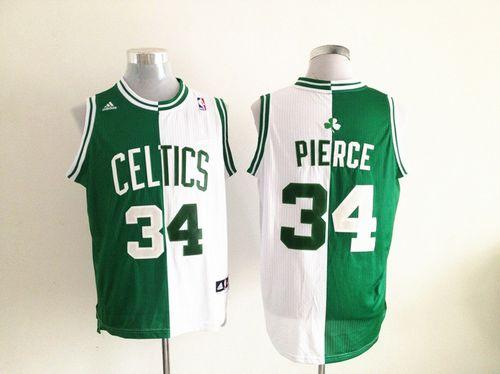 Celtics #34 Paul Pierce Green/White Split Fashion Embroidered NBA Jersey