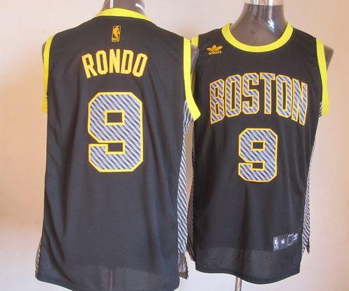 Celtics #9 Rajon Rondo Black Electricity Fashion Embroidered NBA Jersey