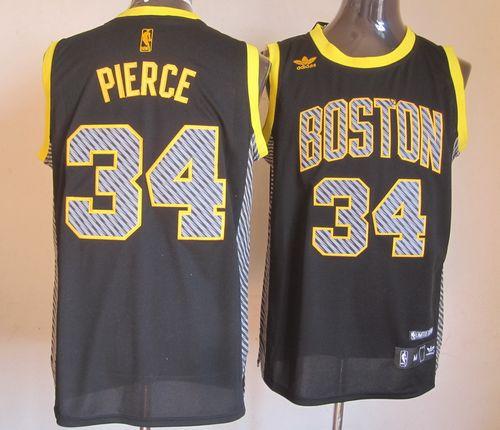 Celtics #34 Paul Pierce Black Electricity Fashion Embroidered NBA Jersey