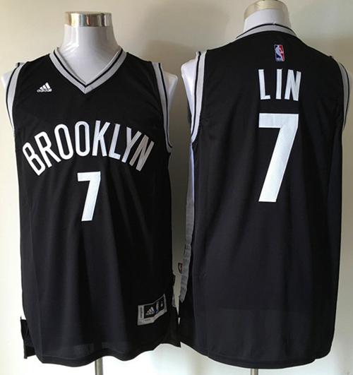 Nets #7 Jeremy Lin Black Road Stitched NBA Jersey