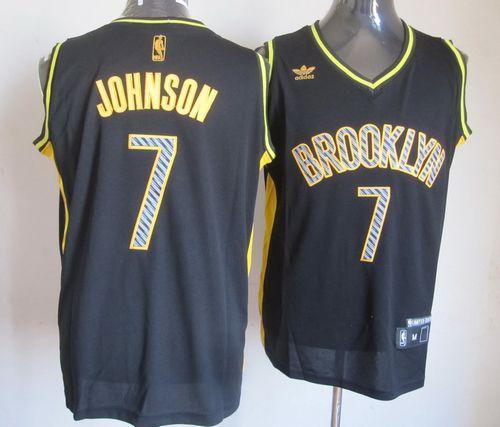 Nets #7 Joe Johnson Black Electricity Fashion Stitched NBA Jersey