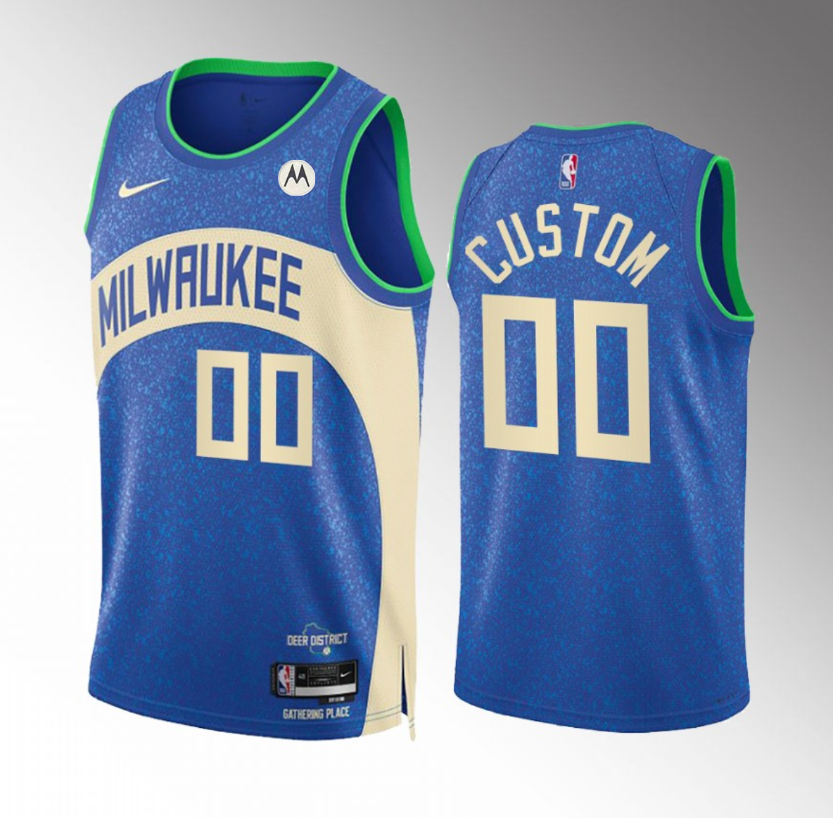 Men's Milwaukee Bucks Active Player Custom Blue 2023/24 City Edition Stitched Basketball Jersey