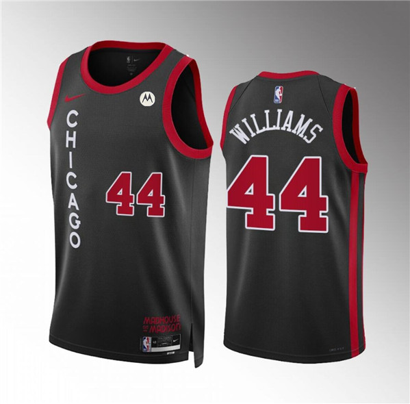 Men's Chicago Bulls #44 Patrick Williams Black 2023/24 City Edition Stitched Basketball Jersey
