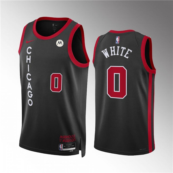 Men's Chicago Bulls #0 Coby White Black 2023/24 City Edition Stitched Basketball Jersey