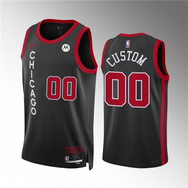 Men's Chicago Bulls Active Player Custom Black 2023/24 City Edition Stitched Basketball Jersey