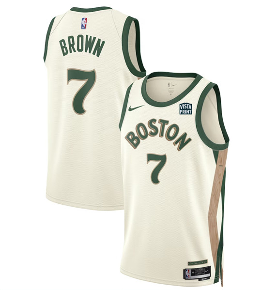 Men's Boston Celtics #7 Jaylen Brown White 2023-24 City Edition Stitched Basketball Jersey