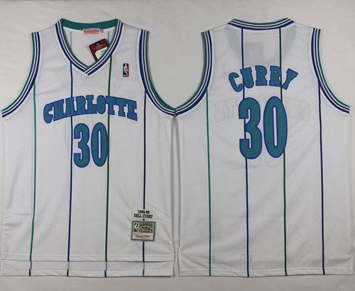 Mitchell And Ness Hornets #30 Dell Curry White Throwback Stitched NBA Jersey