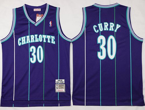 Mitchell And Ness Hornets #30 Dell Curry Purple Throwback Stitched NBA Jersey