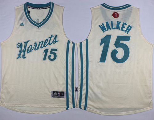 Hornets #15 Kemba Walker Cream 2015-2016 Christmas Day Stitched NBA Jersey