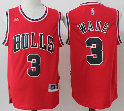 Bulls #3 Dwyane Wade Red Stitched NBA Jersey