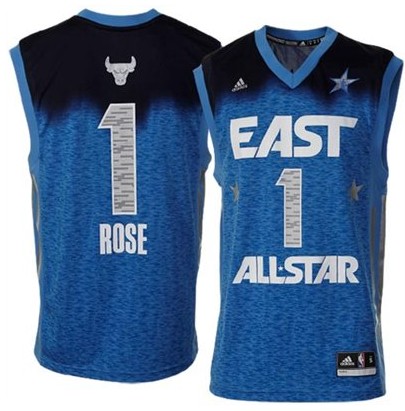 2012 All Star Bulls #1 Derrick Rose Blue Stitched NBA Jersey