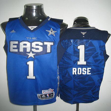 2011 All Star Bulls #1 Derrick Rose Blue Stitched NBA Jersey