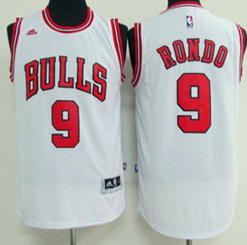 Bulls #9 Rajon Rondo White Stitched NBA Jersey