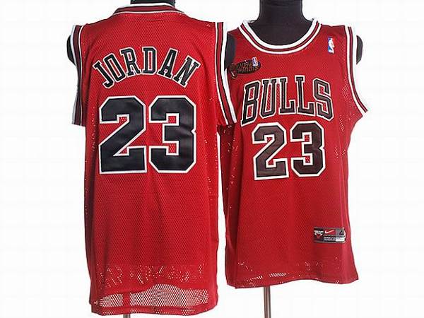 Bulls #23 Michael Jordan Stitched Red Champion Patch NBA Jersey