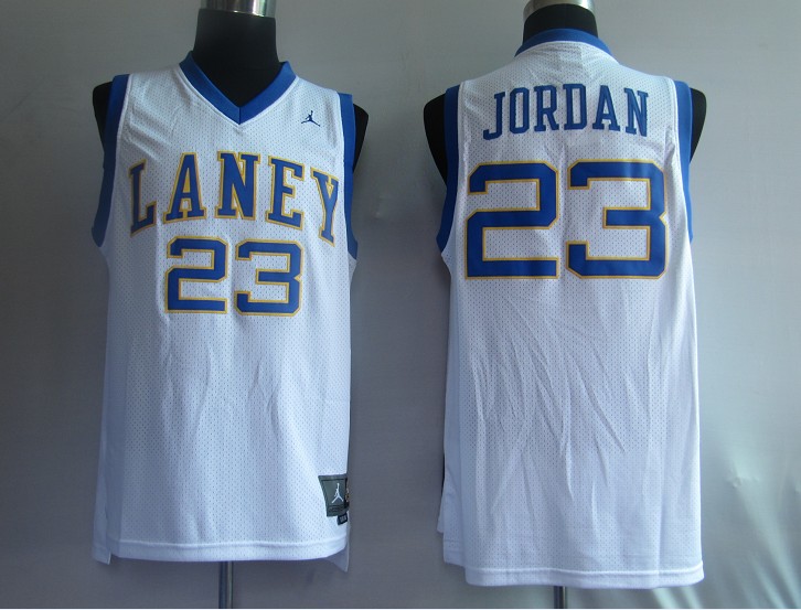 Bulls #23 Jordan Stitched White Laney High School Classic NBA Jersey