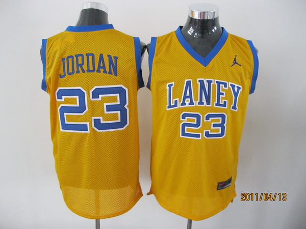 Bulls #23 Jordan Stitched Yellow Laney High School Classic NBA Jersey