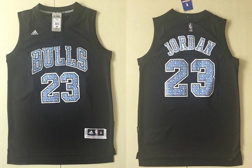 Bulls #23 Michael Jordan Black Diamond Fashion Stitched NBA Jersey