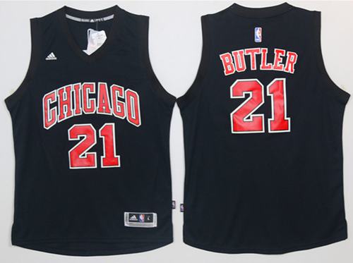 Bulls #21 Jimmy Butler Black Fashion Stitched NBA Jersey